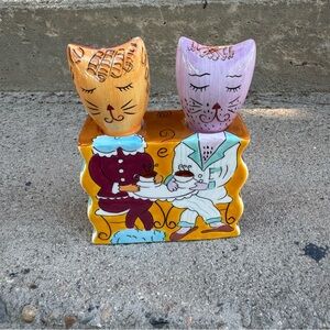 Whimsical Clay‎ Art Cat Tales Reversible Ceramic Salt & Pepper Shaker